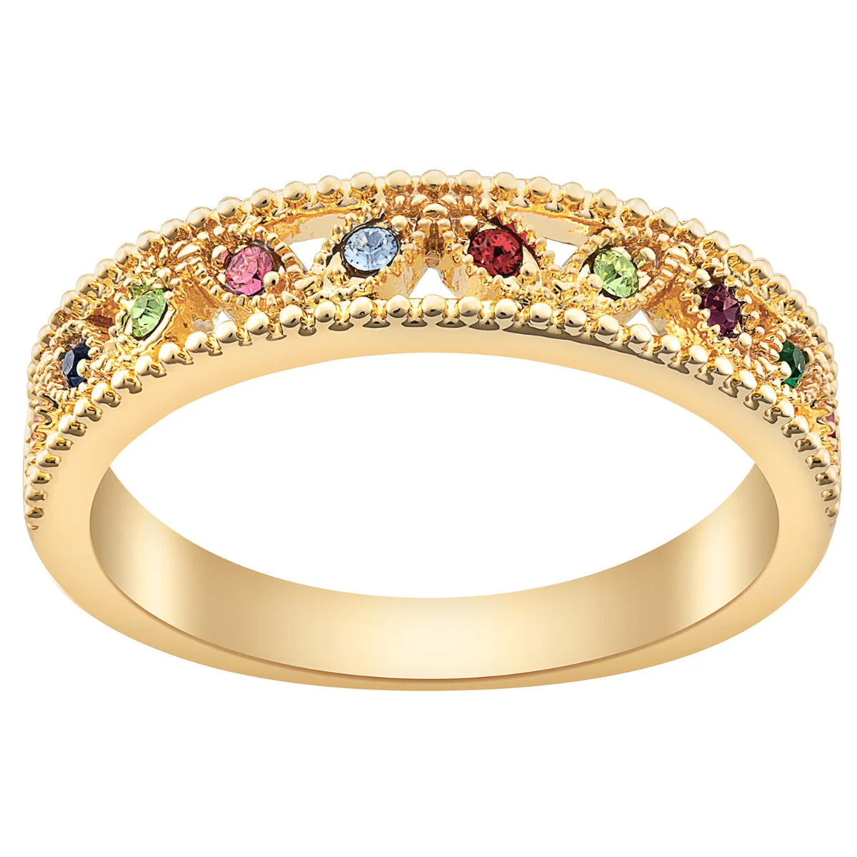 14K Gold Plated Family Birthstone Band Ring