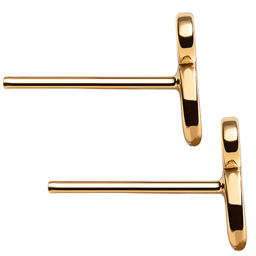 14K Gold Plated Initial Button Earrings - Image 2