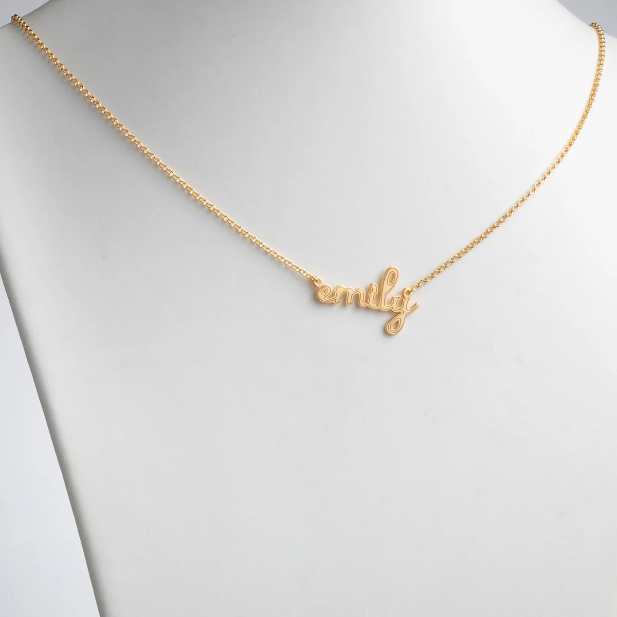 14K Gold Plated Lowercase Script Name with Outline Necklace - Image 2
