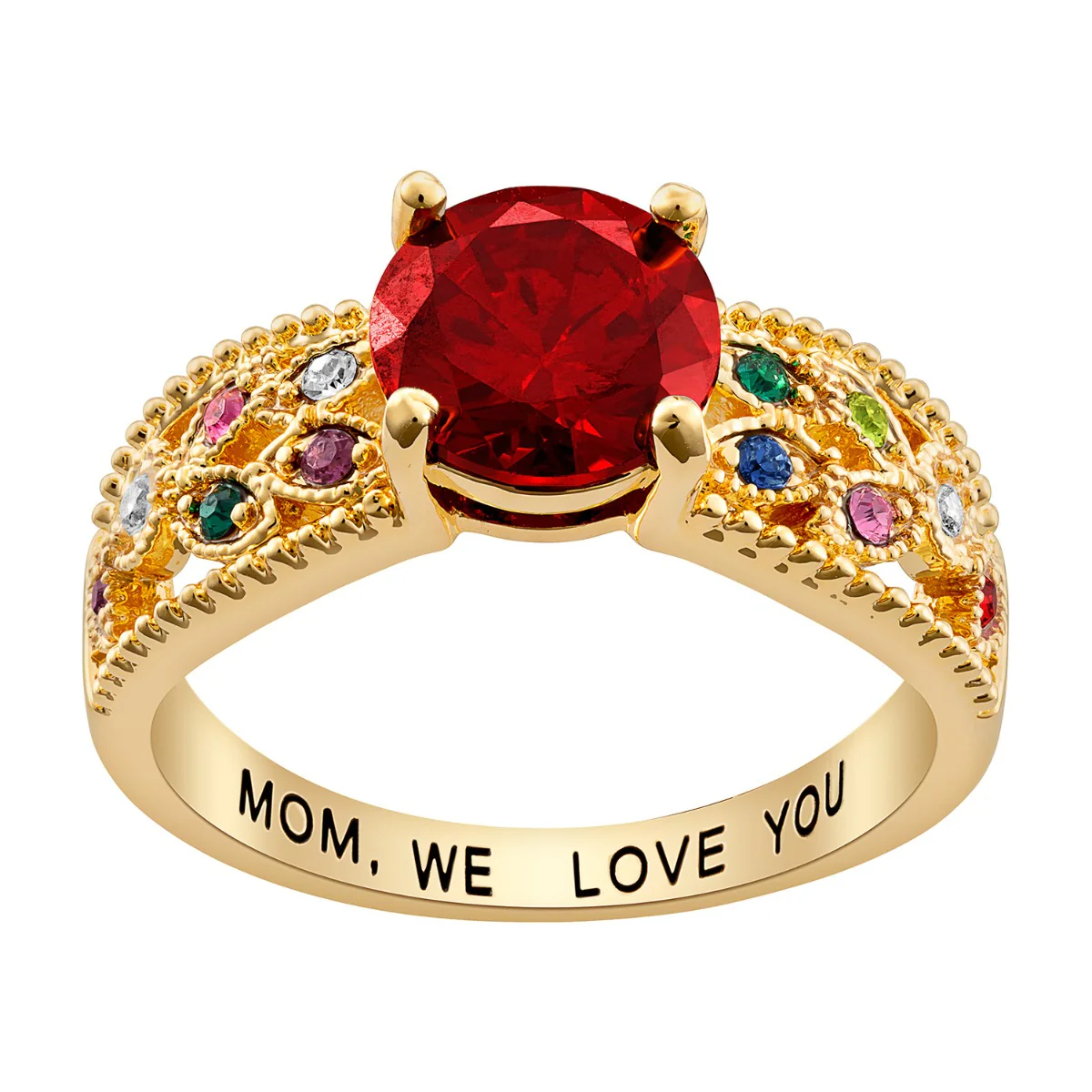 14K Gold Plated Mother's Family Birthstone Ring - Image 2