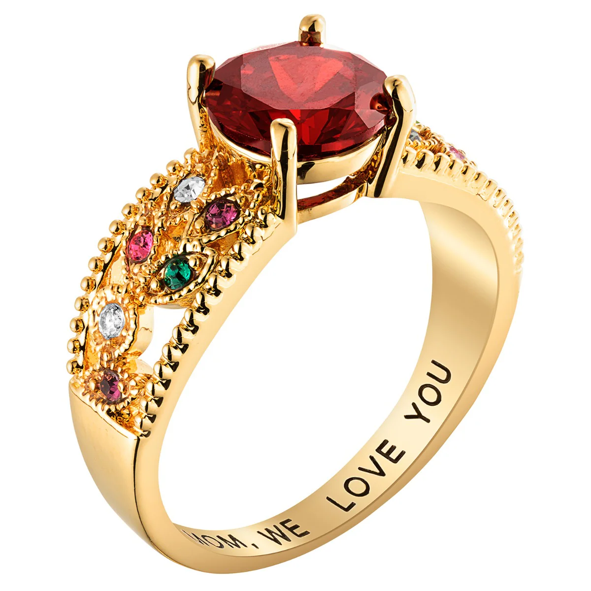 14K Gold Plated Mother's Family Birthstone Ring - Image 3