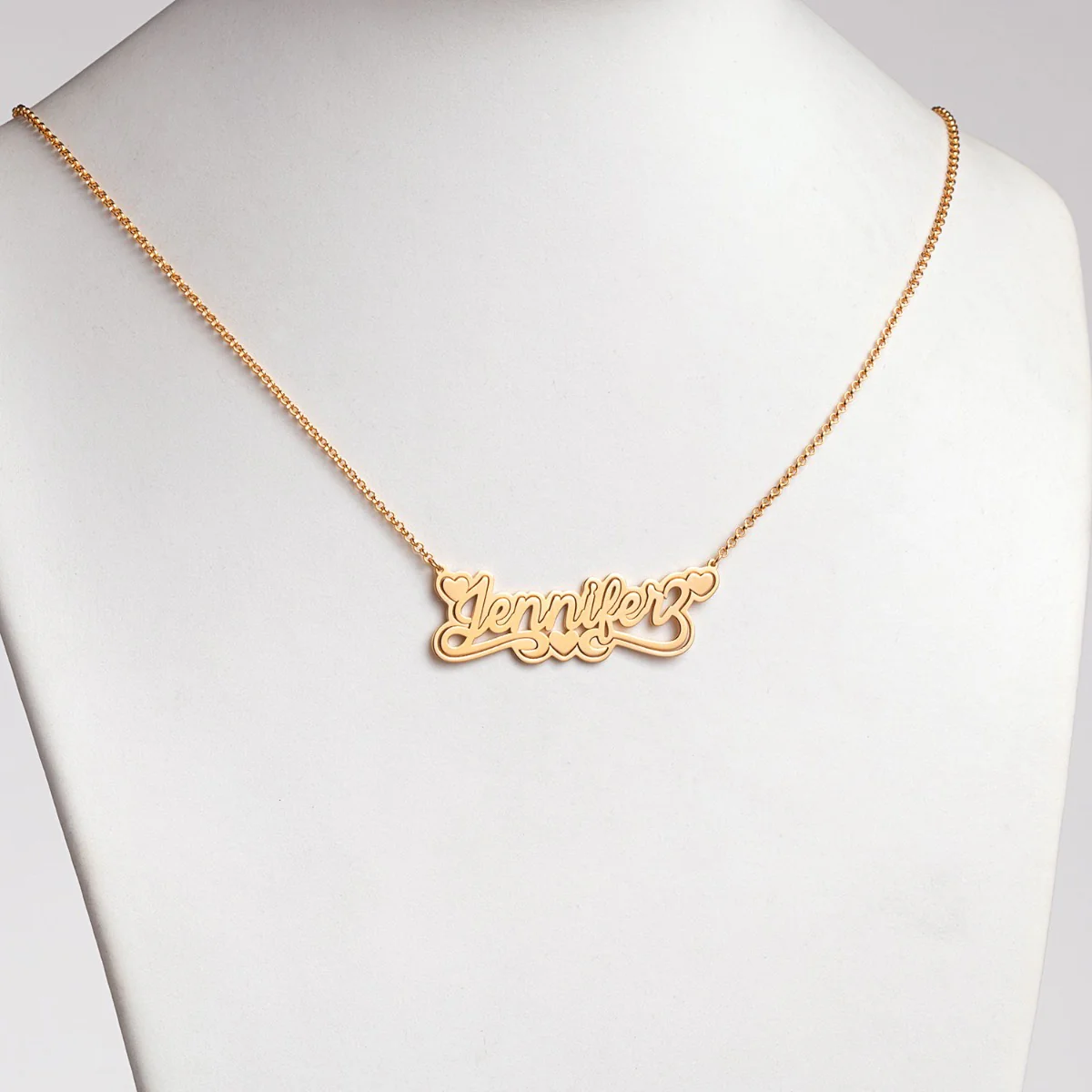 14K Gold Plated Name with Outline Necklace with Heart Swirl - Image 3