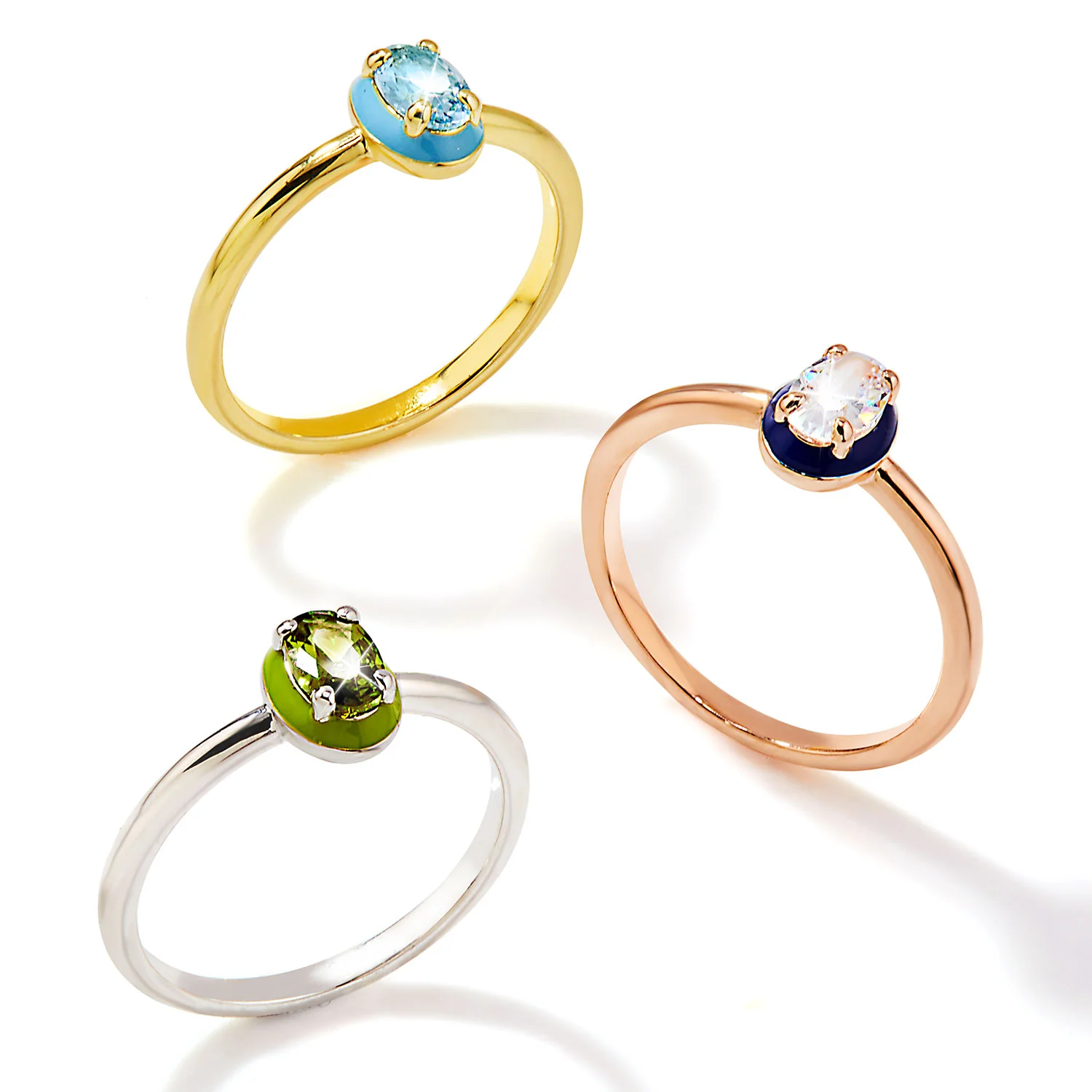 Gold Plated Oval Birthstone and Enamel Ring - Image 2