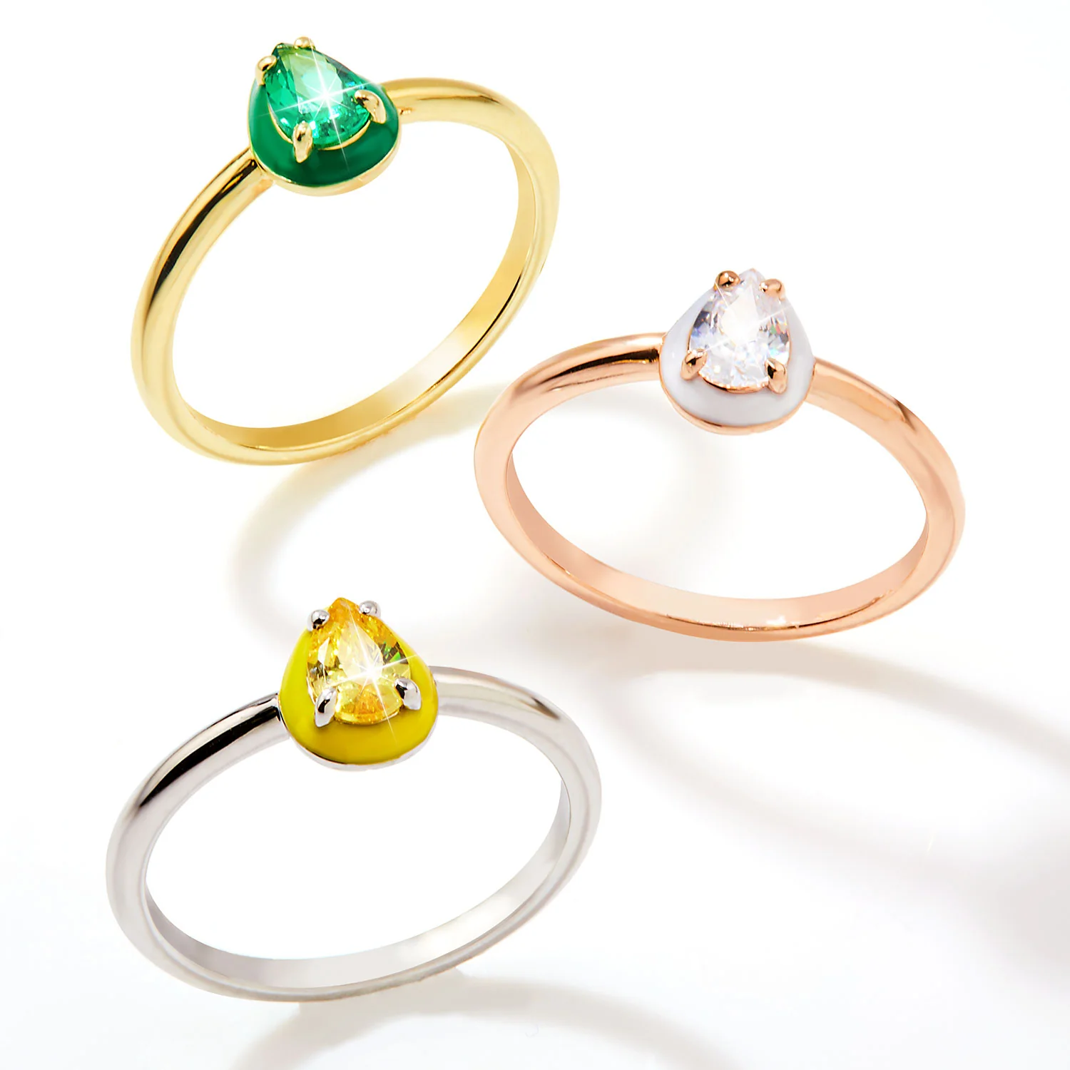 Gold Plated Pear Birthstone and Enamel Ring - Image 2