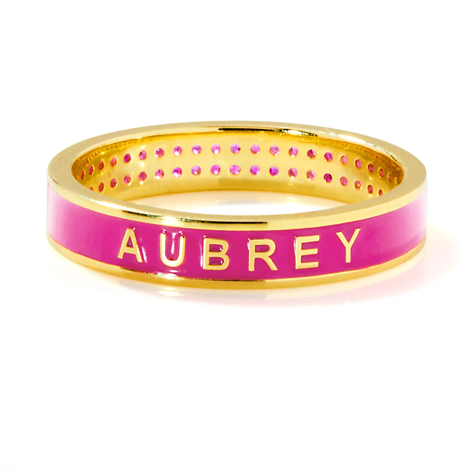 Gold Plated Reversible Birthmonth Enamel Pave Square Band Ring