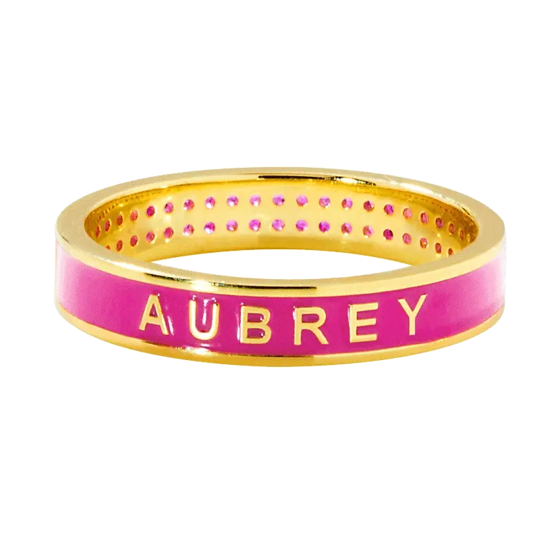 Gold Plated Reversible Birthmonth Enamel Pave Square Band Ring - Image 3
