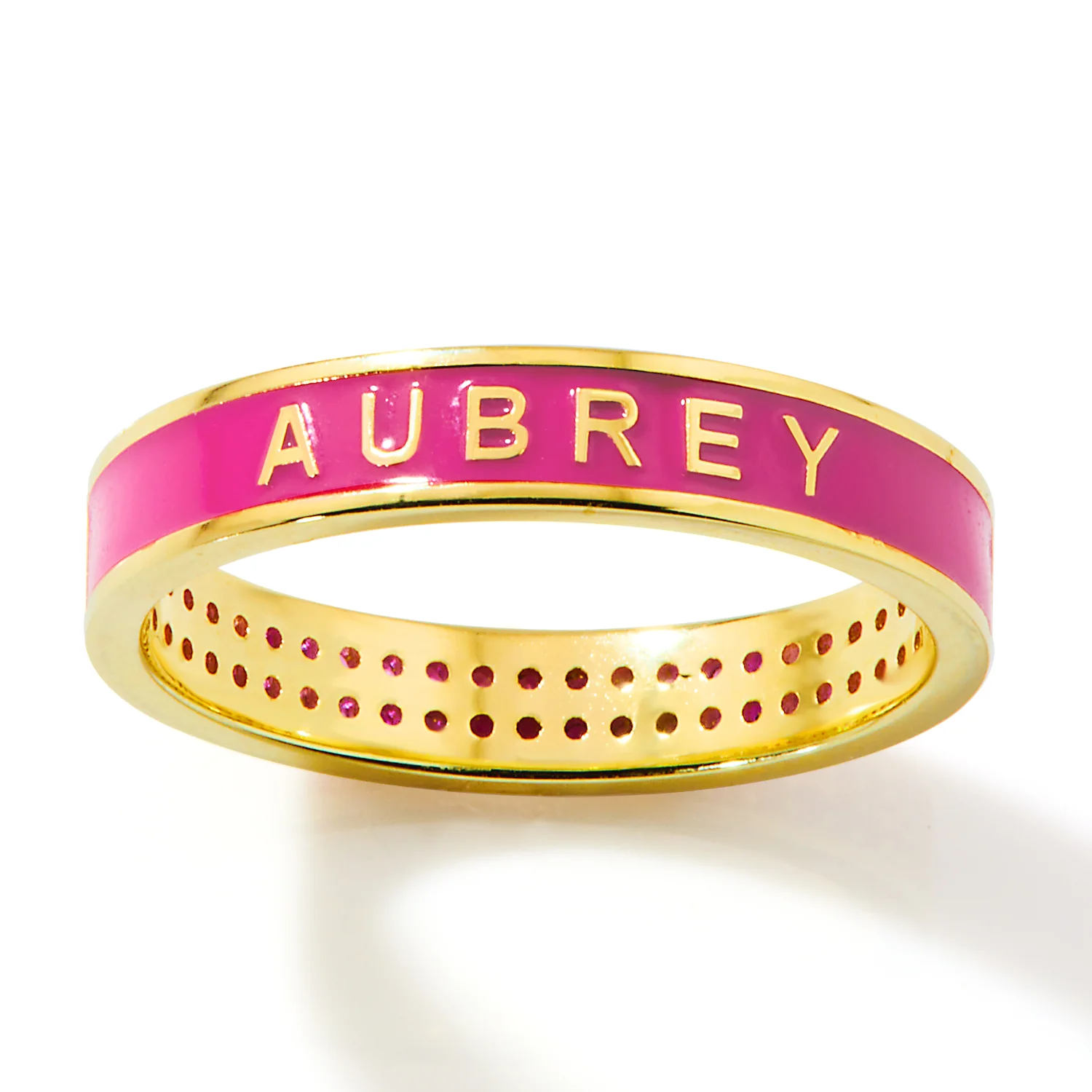 Gold Plated Reversible Birthmonth Enamel Pave Square Band Ring - Image 6