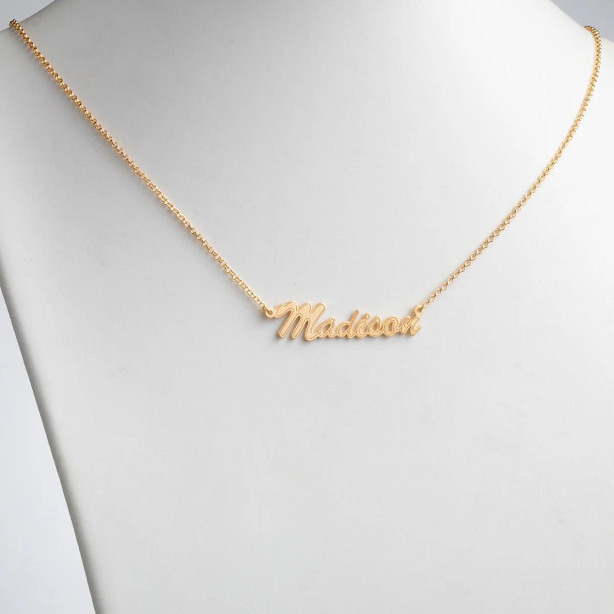 14K Gold Plated Script Name with Outline Necklace - Image 2