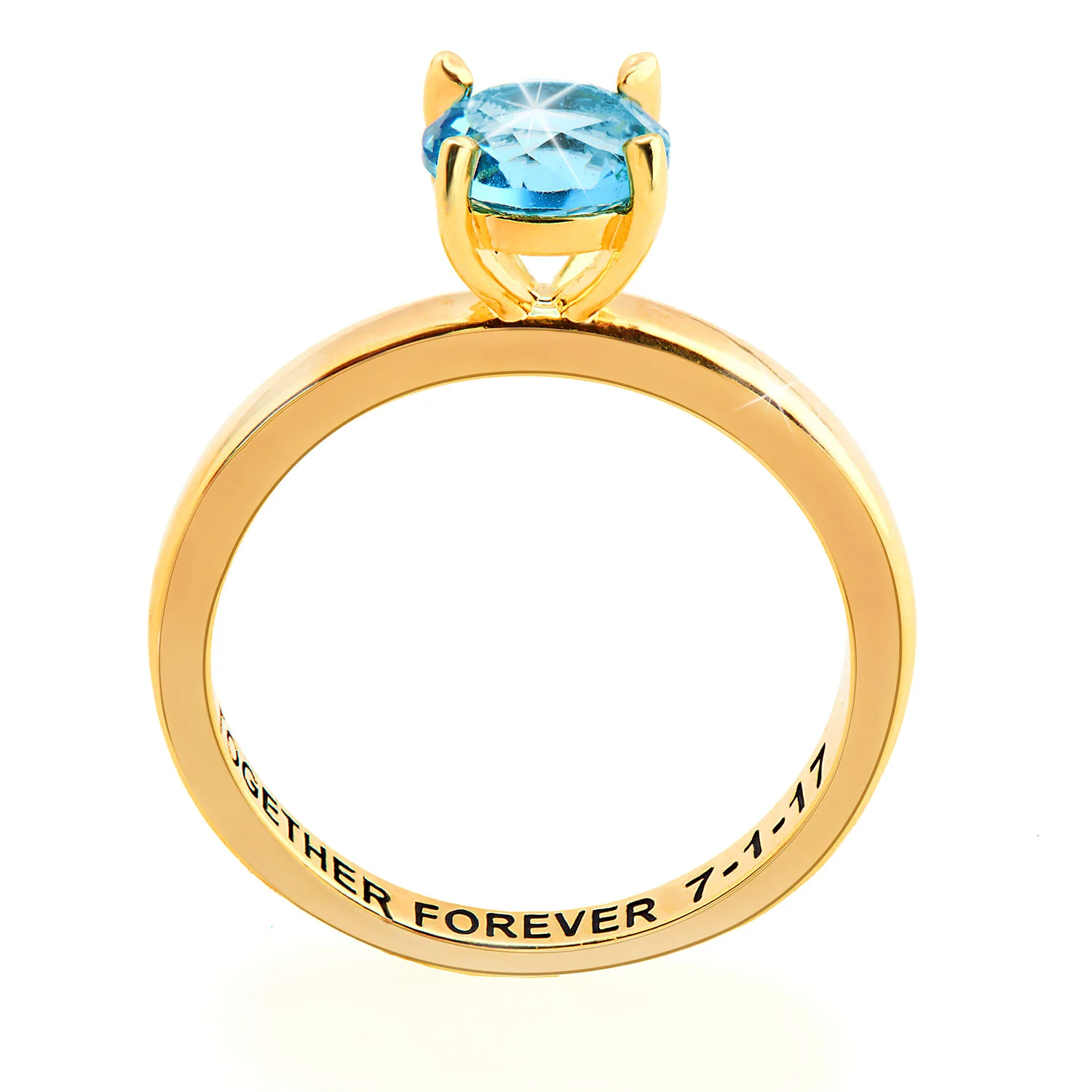 Gold Plated Solitaire and Family Birthstone Bypass Enhancer Ring Set - Image 5