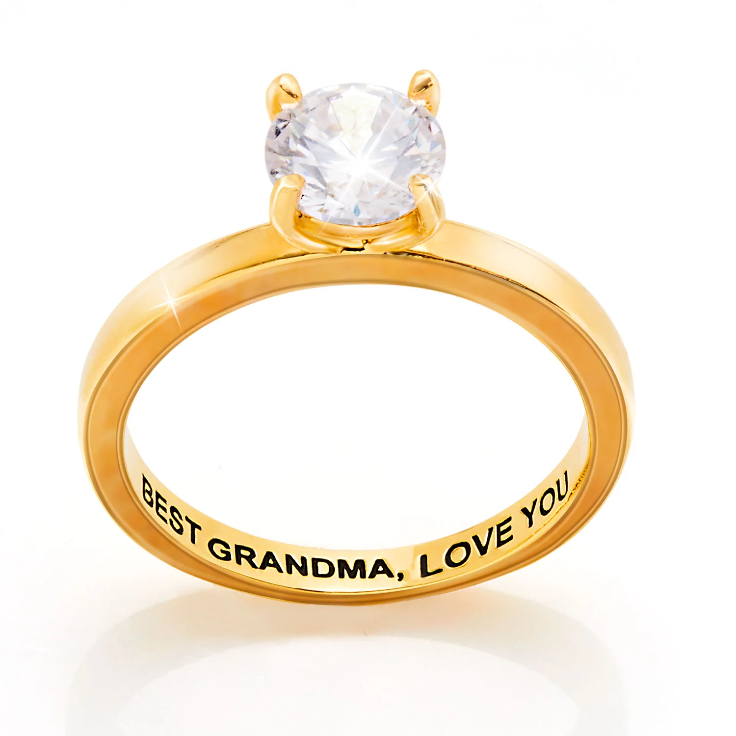 Gold Plated Solitaire and Family Name Enhancer Ring Set - Image 5