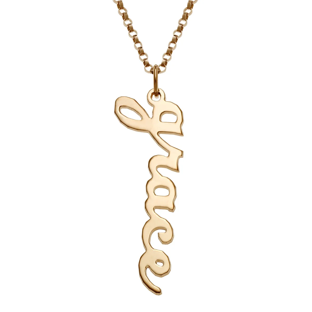 14K Gold Plated Vertical Lowercase Script Name Necklace