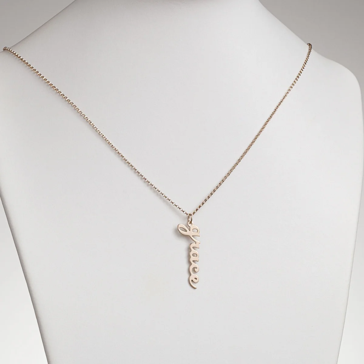 14K Gold Plated Vertical Lowercase Script Name Necklace - Image 3