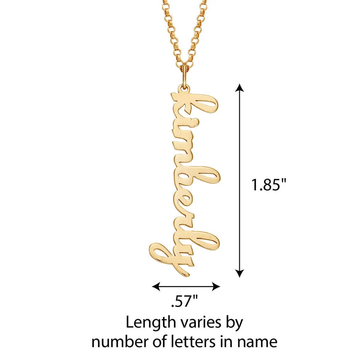 14K Gold Plated Vertical Lowercase Script Name Necklace - Image 4