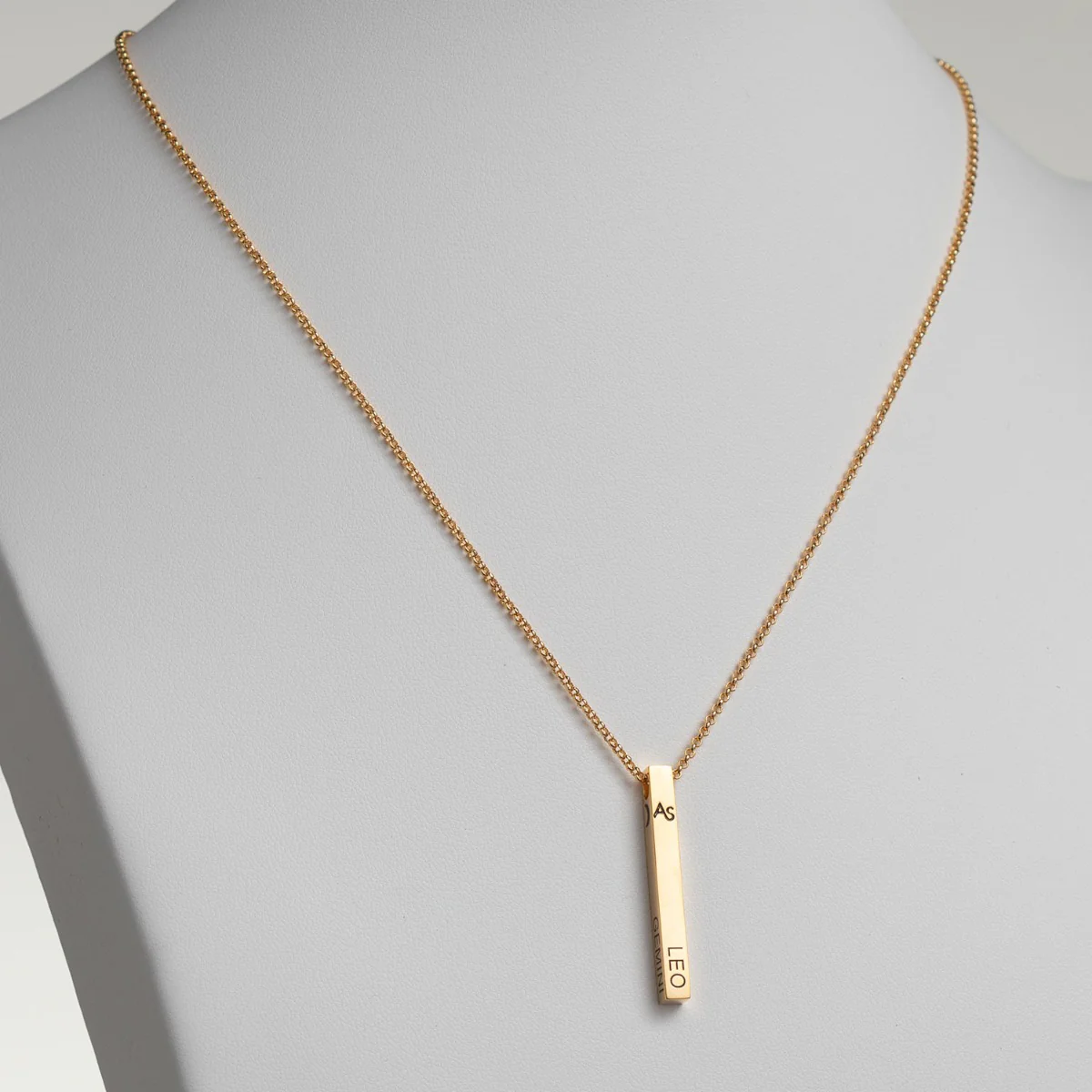 14K Gold Plated 3 Zodiac Sign 4 Sided Bar Necklace - Image 3