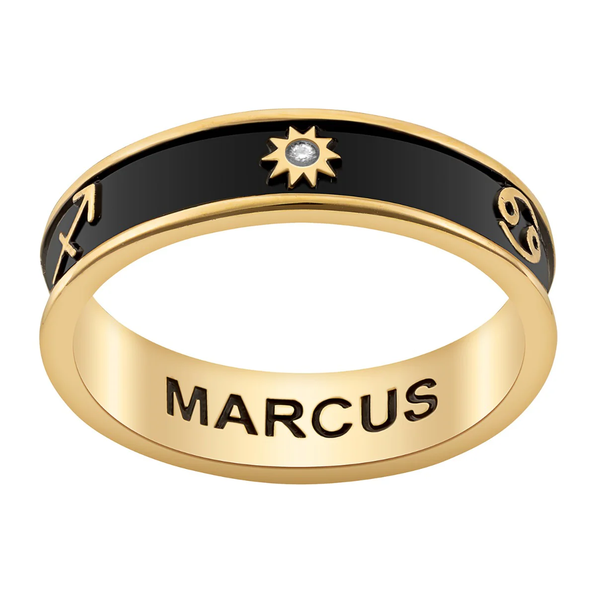 14K Gold Plated 3 Zodiac Sign Band Ring - Image 2