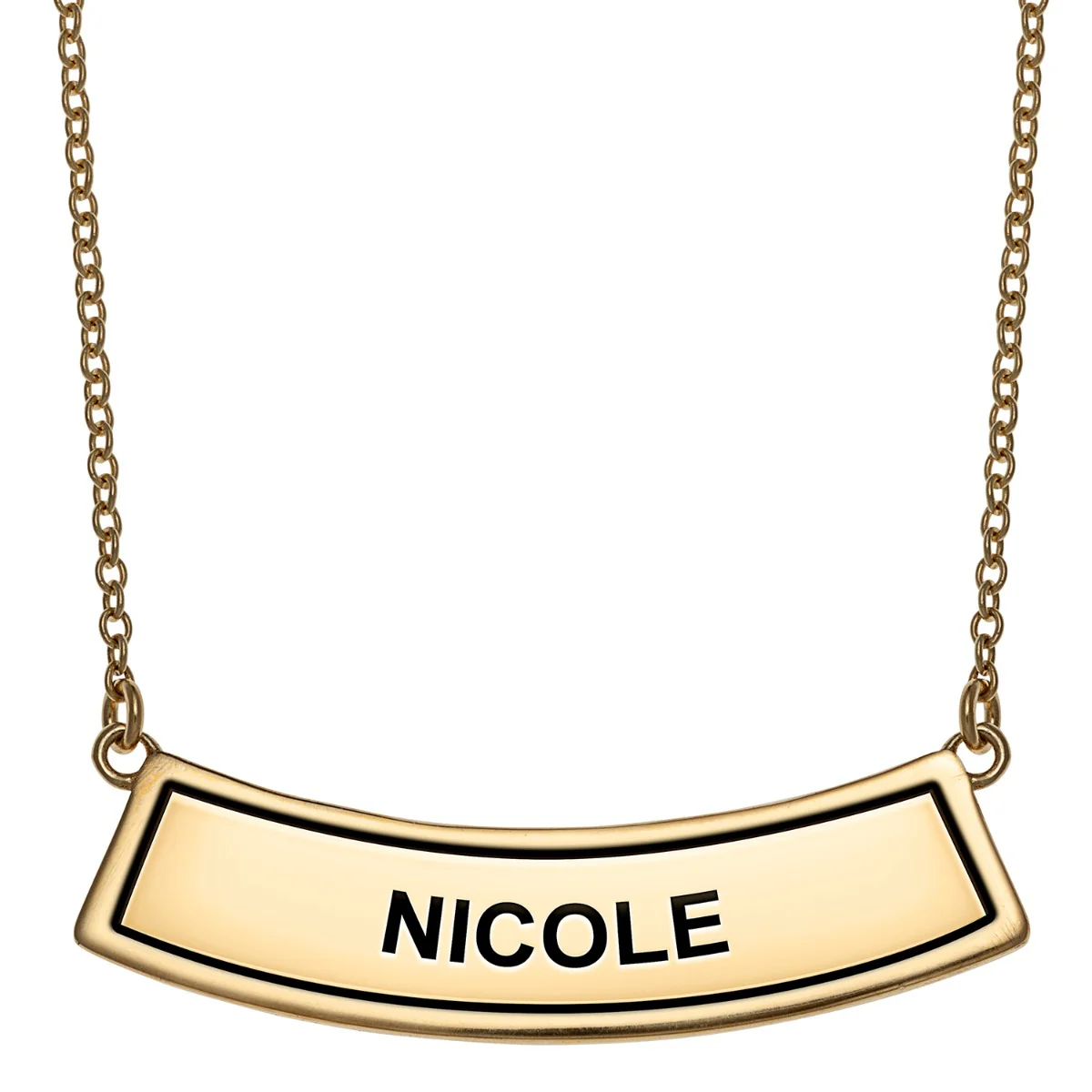 14K Gold Plated 3 Zodiac Sign Curved Bar Pendant - Image 2