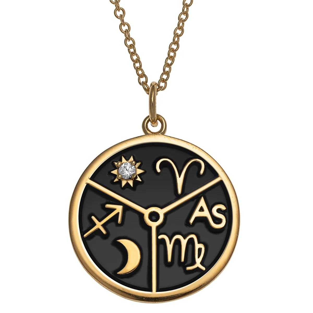 14K Gold Plated 3 Zodiac Sign Disc Pendant