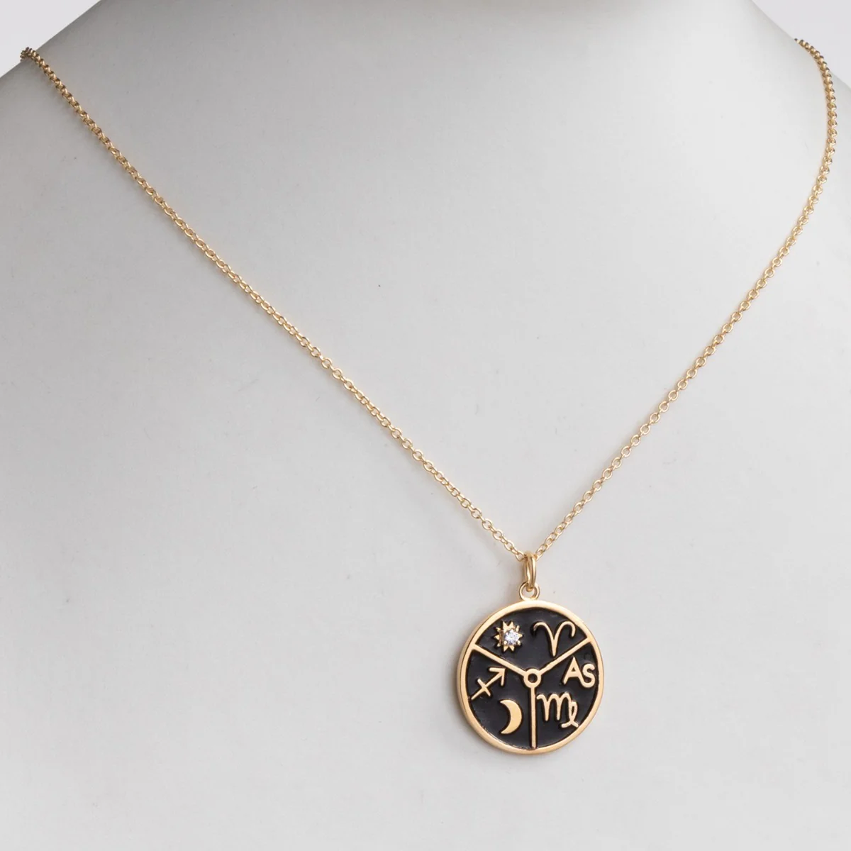 14K Gold Plated 3 Zodiac Sign Disc Pendant - Image 3