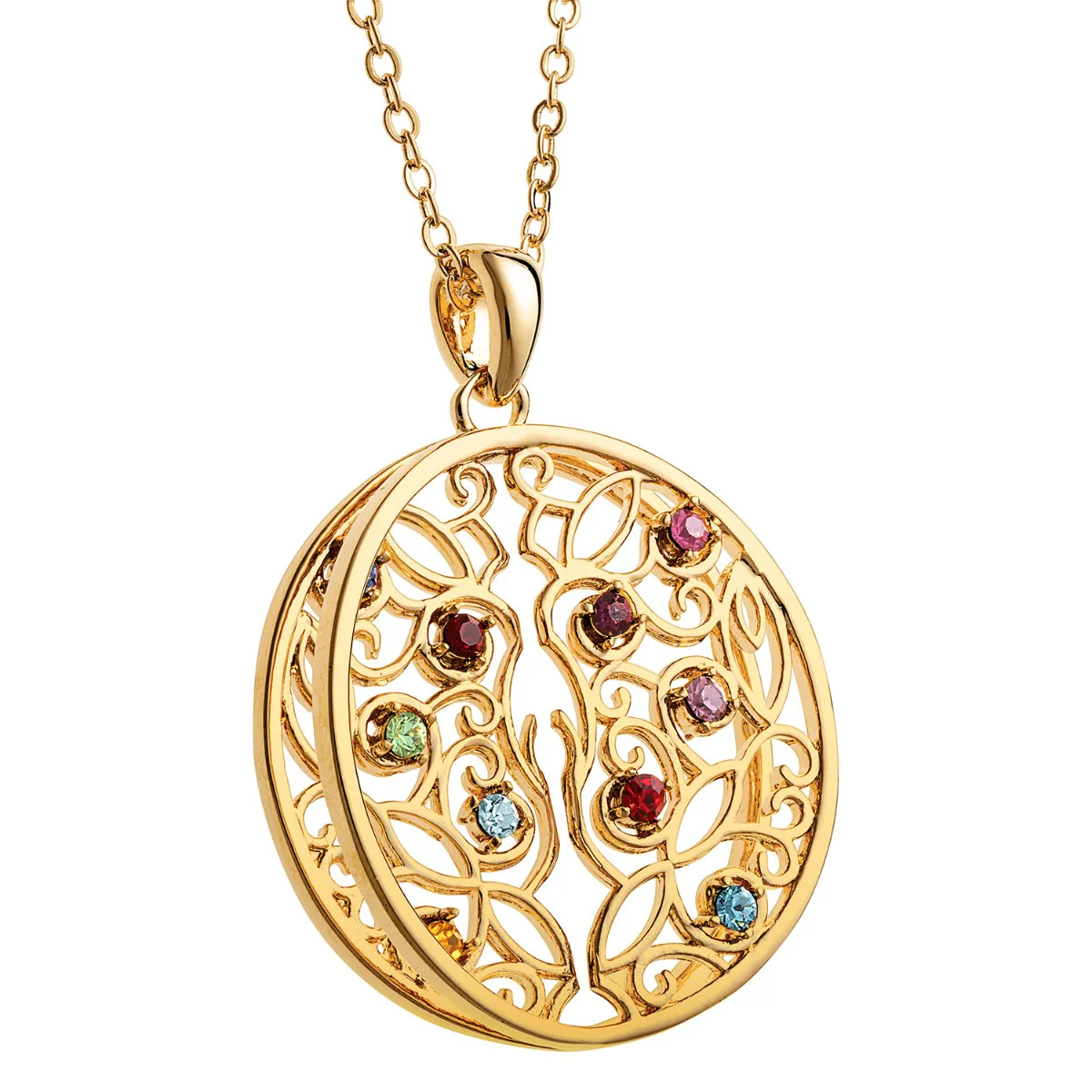 14K Gold Plated 3D Family Filigree Pendant - Image 2