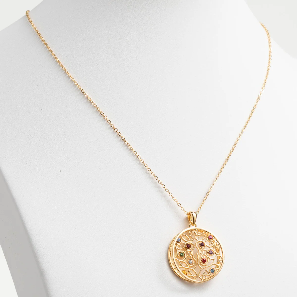 14K Gold Plated 3D Family Filigree Pendant - Image 3
