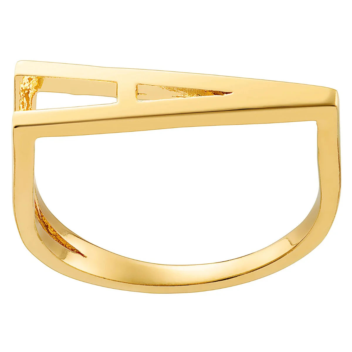 14K Gold Plated Bold Horizontal Initial Ring - Image 3