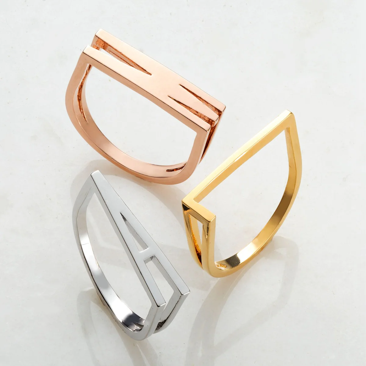 14K Gold Plated Bold Horizontal Initial Ring - Image 7