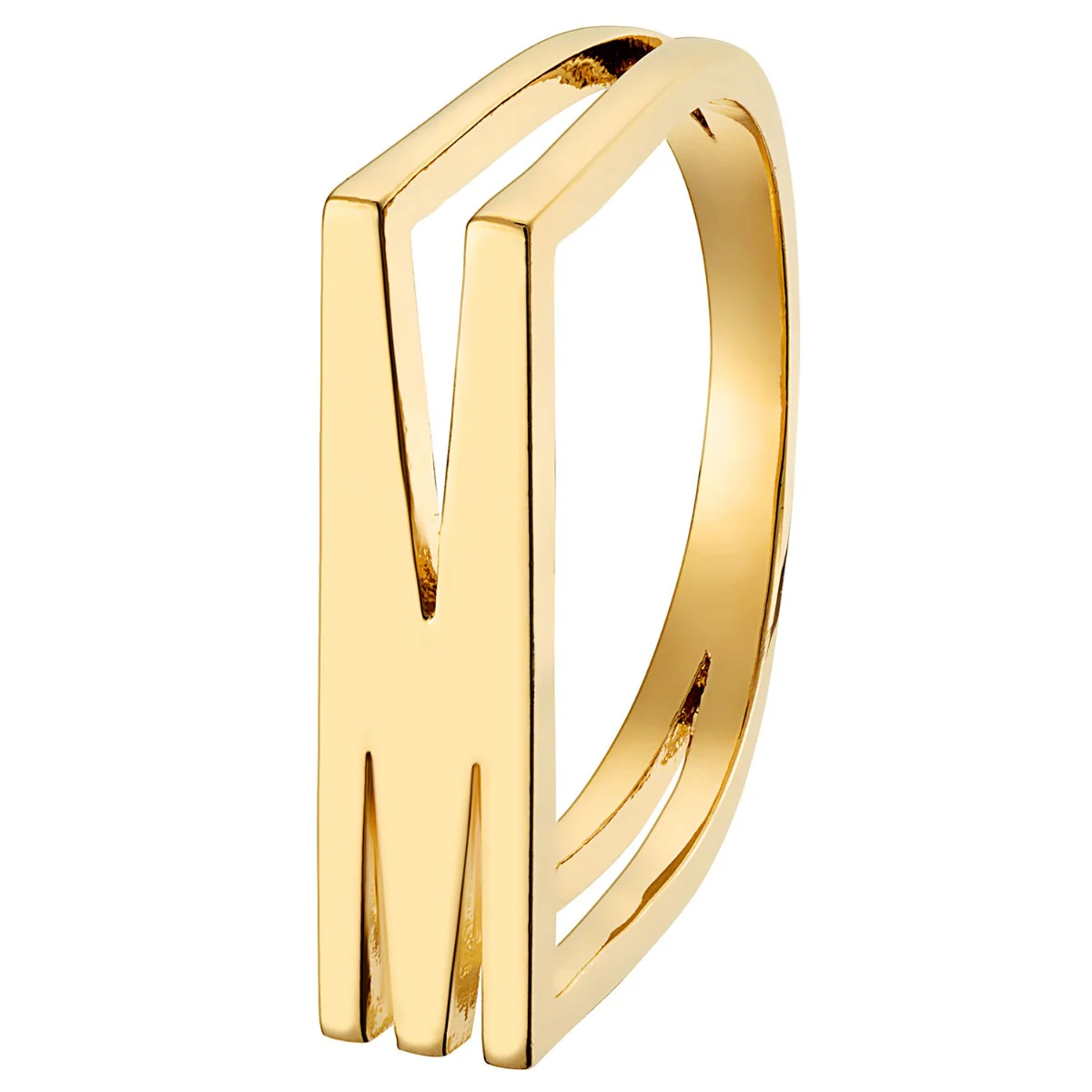 14K Gold Plated Bold Horizontal Initial Ring - Image 8