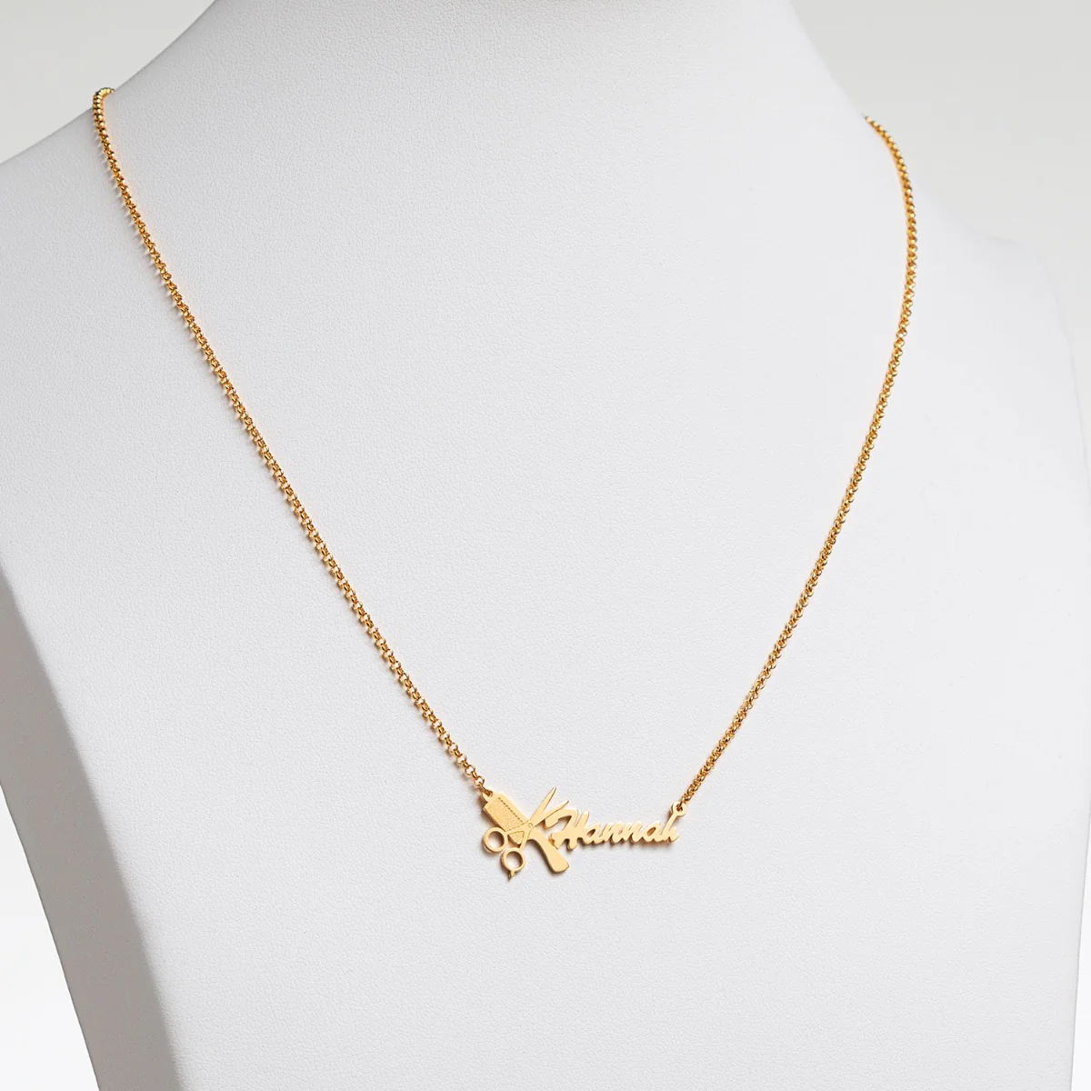 14K Gold Plated Cosmetology Cutout Name Necklace - Image 3