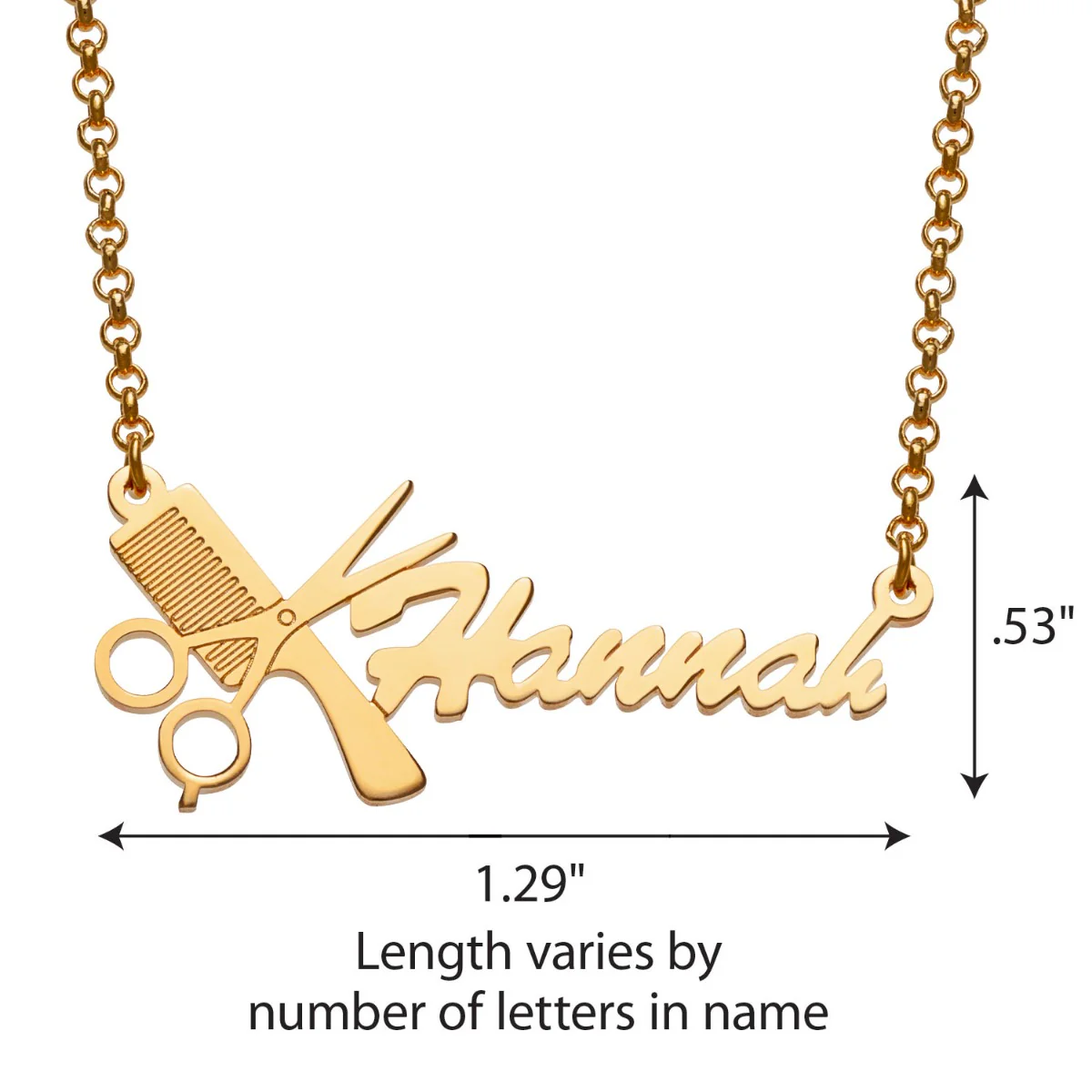 14K Gold Plated Cosmetology Cutout Name Necklace - Image 4