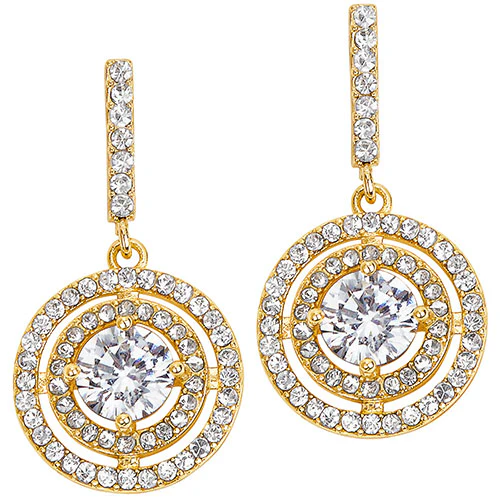 Goldtone CZ Dangle Earrings,  Ring, and Cuff Bracelet Set - Image 3