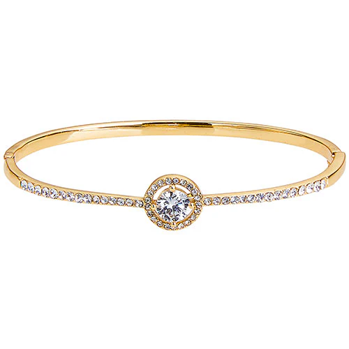 Goldtone CZ Dangle Earrings,  Ring, and Cuff Bracelet Set - Image 6
