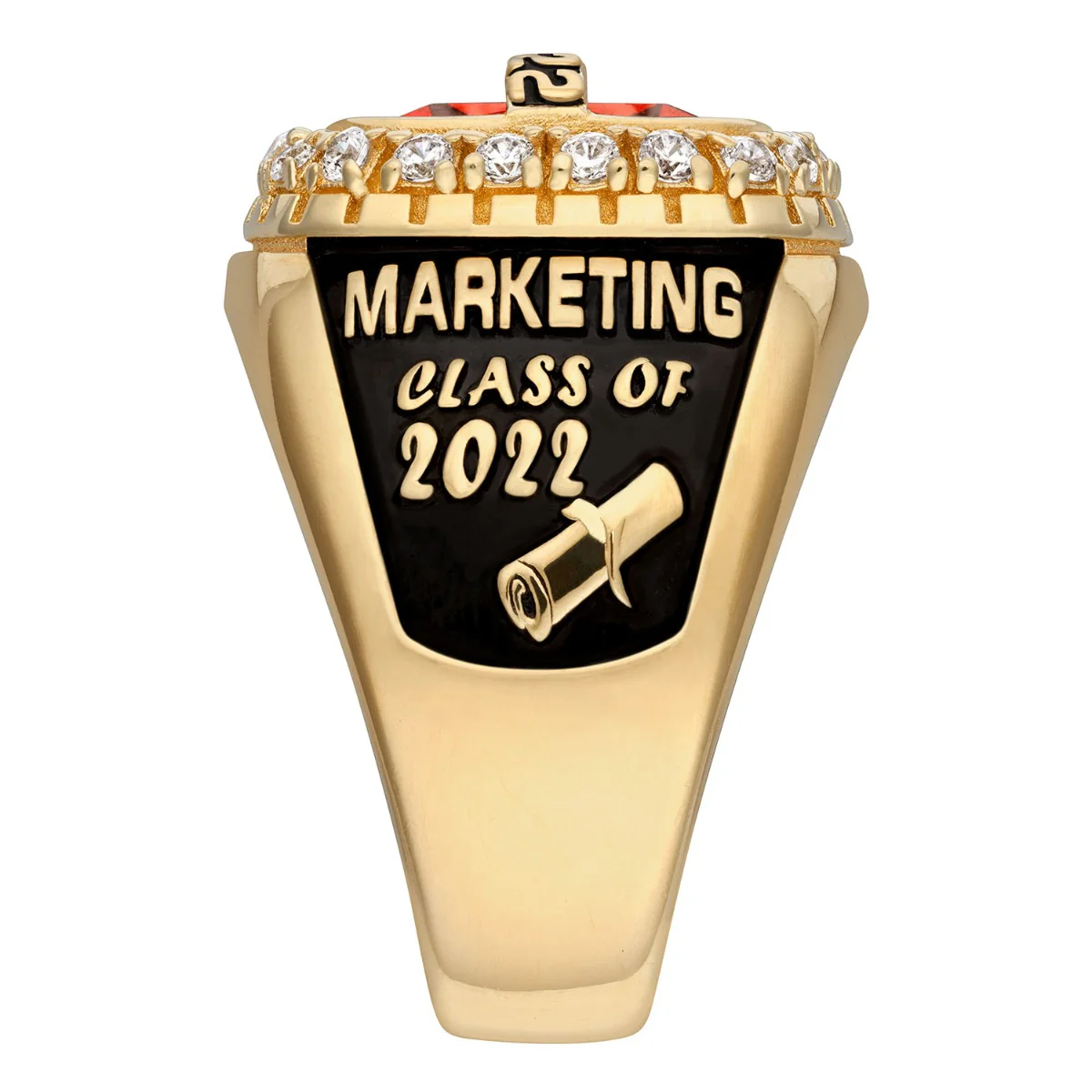 14K Gold Plated CELEBRIUM CZ Pave Setting Birthstone Personalized Year Class Ring - Image 3