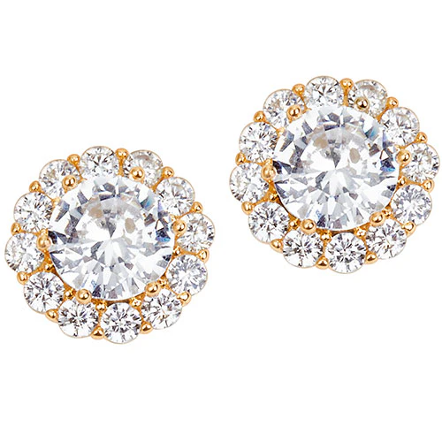 Goldtone CZ Halo Earring and Necklace Set - Image 4
