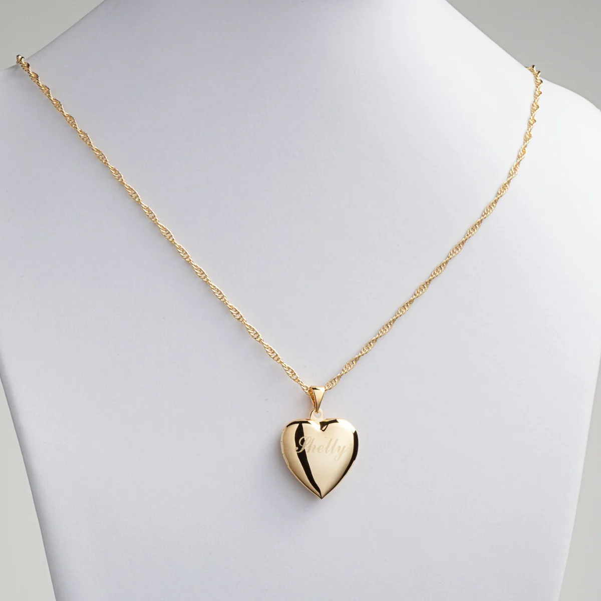 Goldtone Engraved Heart Locket Necklace - Image 3