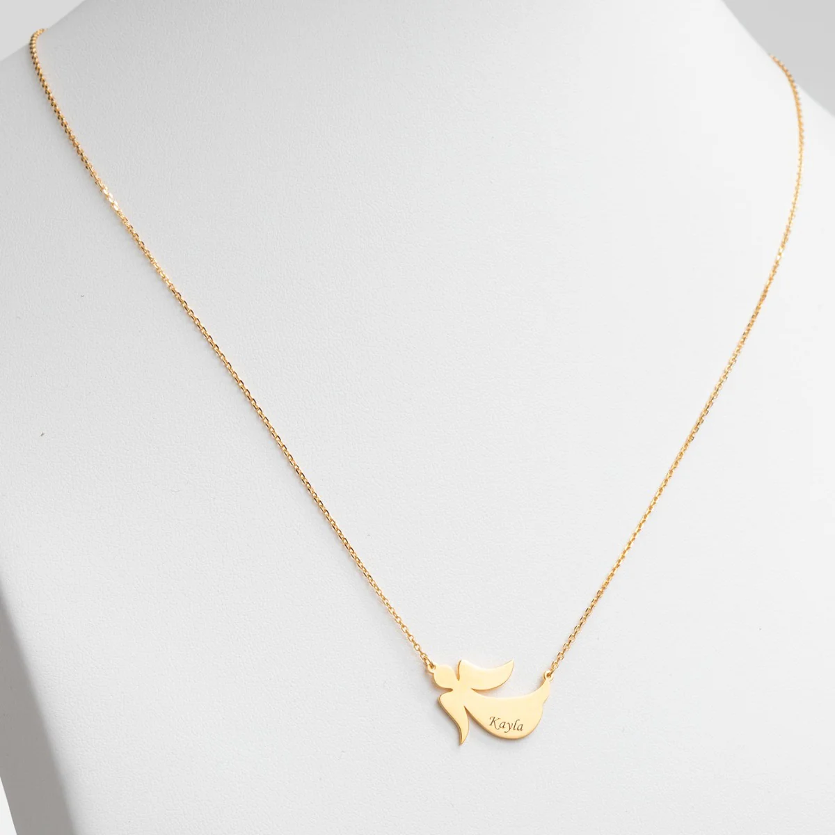 14K Gold Plated Engraved Name Angel Necklace - Image 2