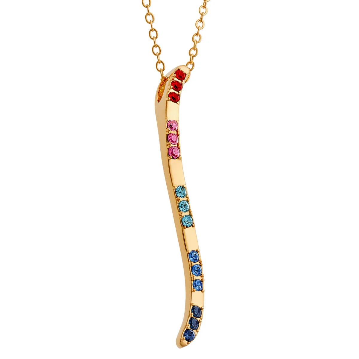 14K Gold Plated Birthstone Wave Necklace