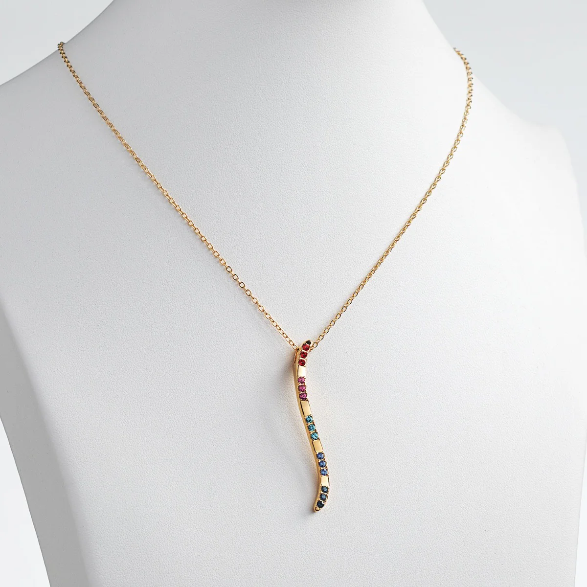 14K Gold Plated Birthstone Wave Necklace - Image 3