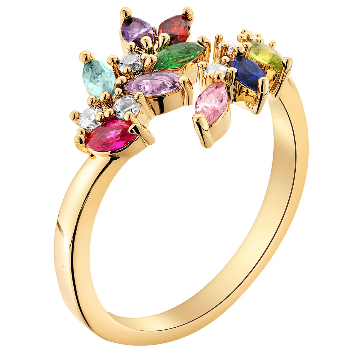 14K Gold Plated Marquise Birthstone Bypass Ring - Image 2