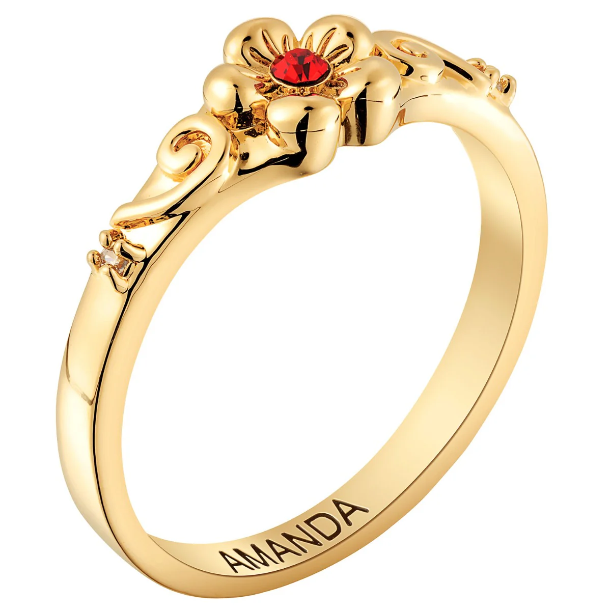14K Gold Plated Flower Birthstone Ring - Image 2
