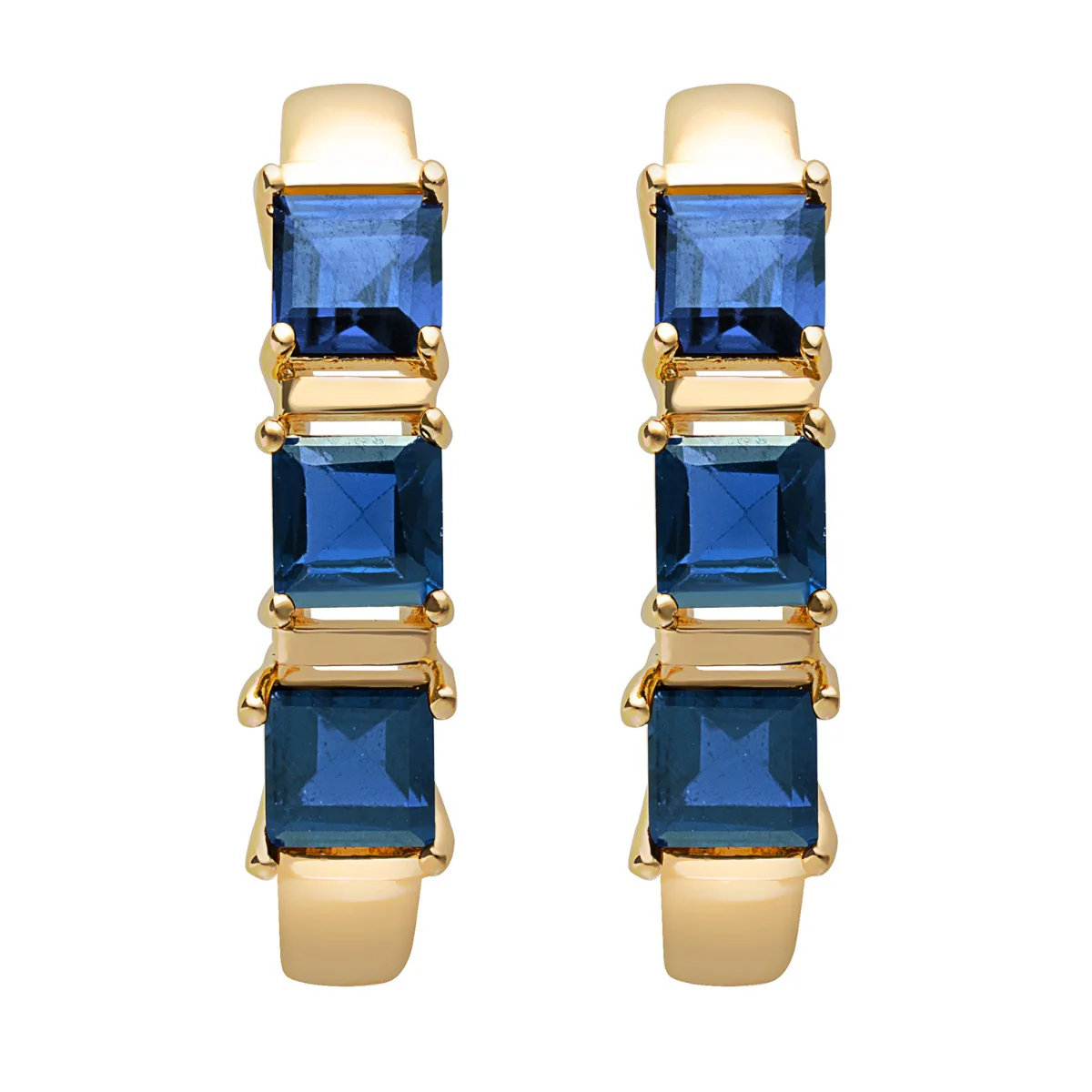 14K Gold Plated Genuine Sapphire Ring and Earrings Set - Image 4