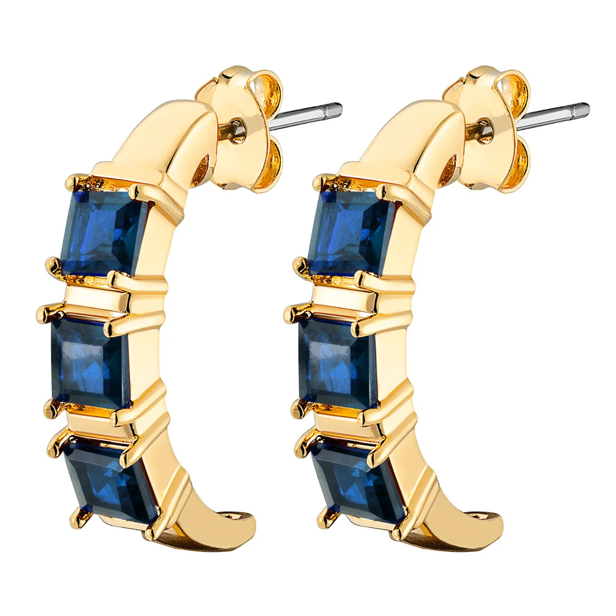 14K Gold Plated Genuine Sapphire Ring and Earrings Set - Image 5