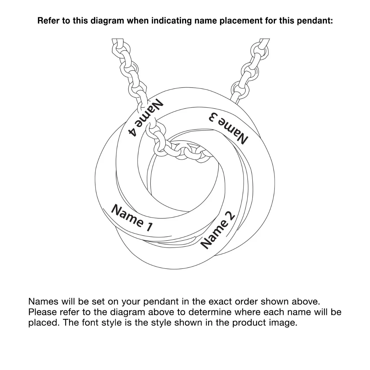 14K Gold Plated Interlocking Rings Name Necklace - Image 3