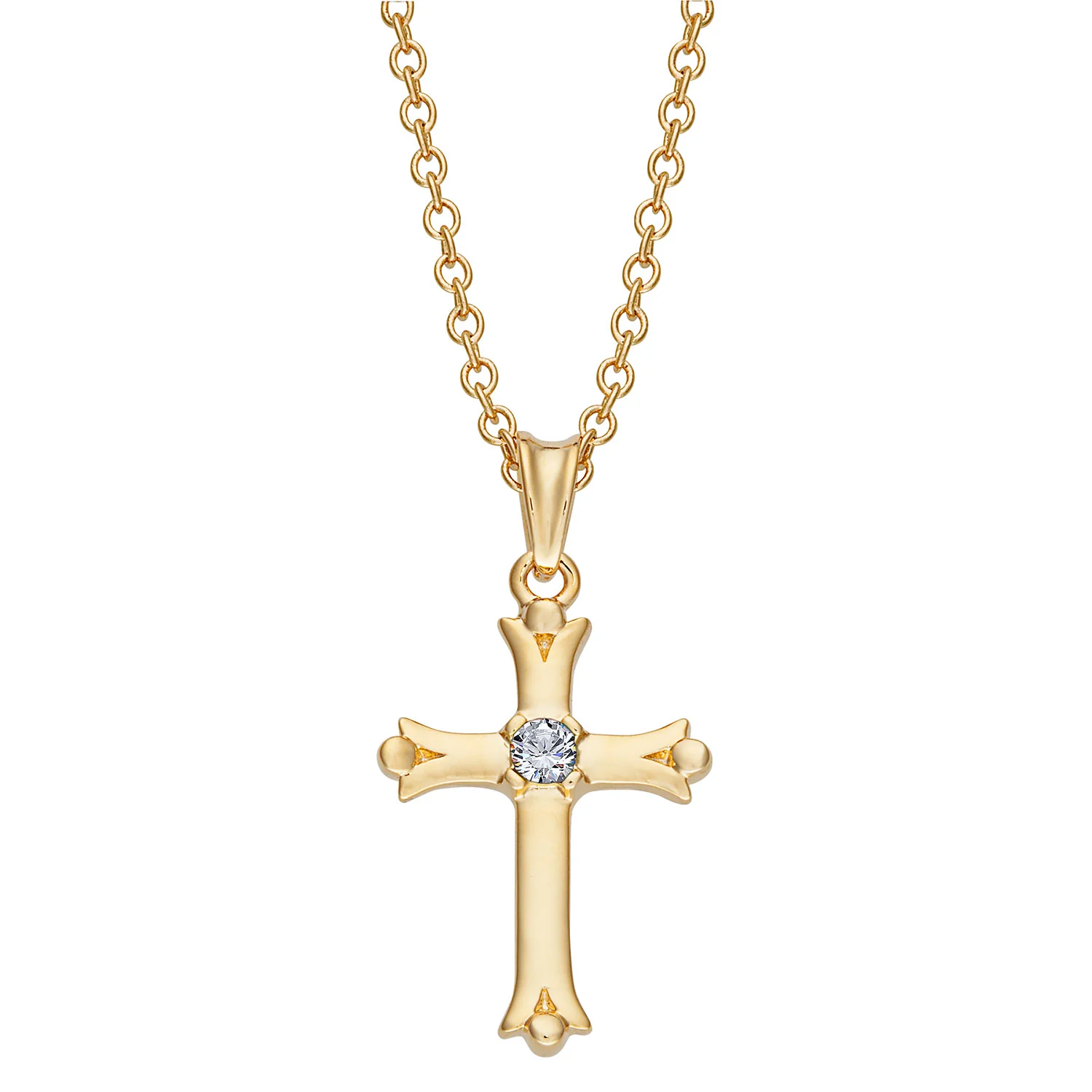 14K Gold Plated Kid's Birthstone Cross Pendant - Image 5