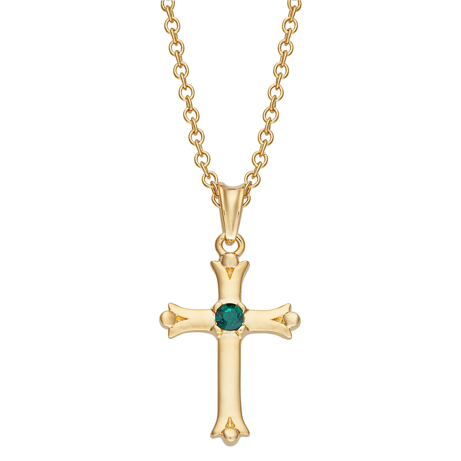 14K Gold Plated Kid's Birthstone Cross Pendant - Image 6