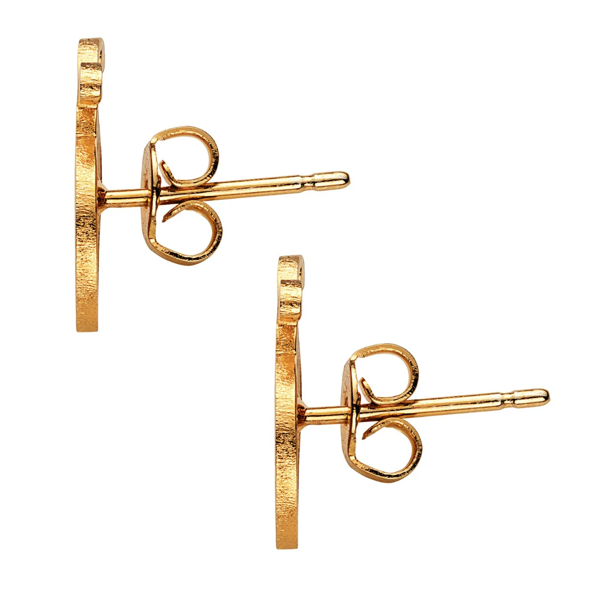 14K Gold Plated Ladybug Monogram Button Earring - Image 2