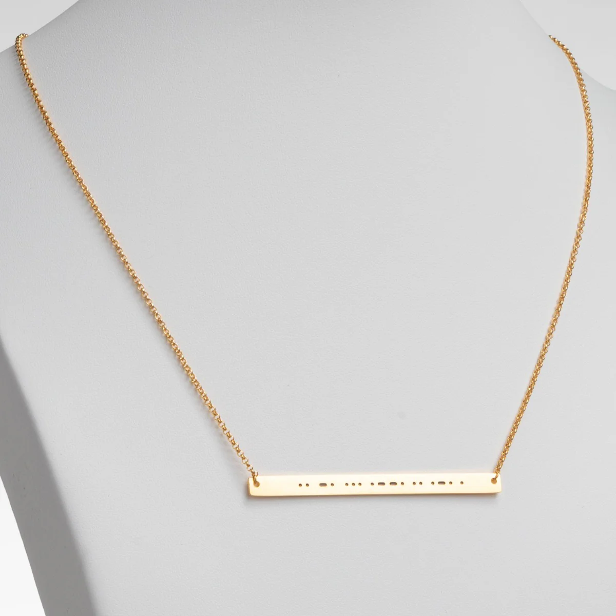14K Gold Plated Morse Code Bar Necklace - Image 3