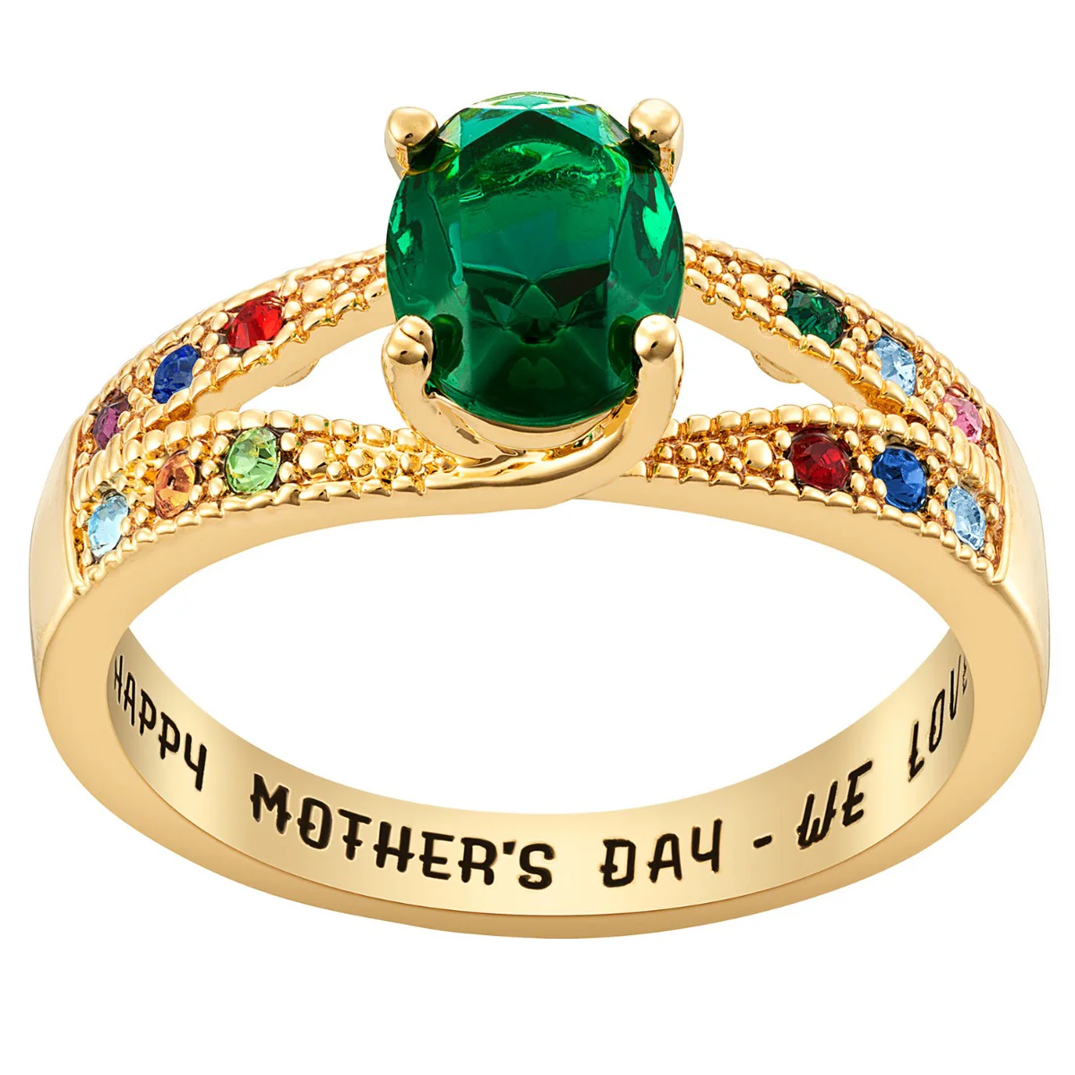 14K Gold Plated Mother/ Grandmother's Oval Family Birthstone Ring