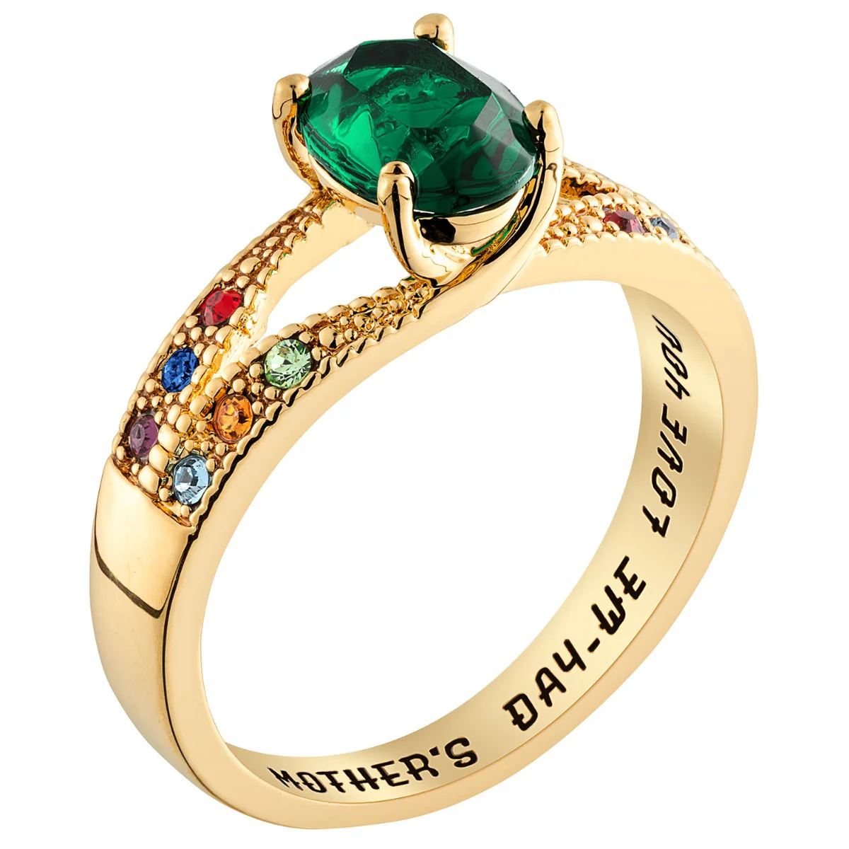 14K Gold Plated Mother/ Grandmother's Oval Family Birthstone Ring - Image 2