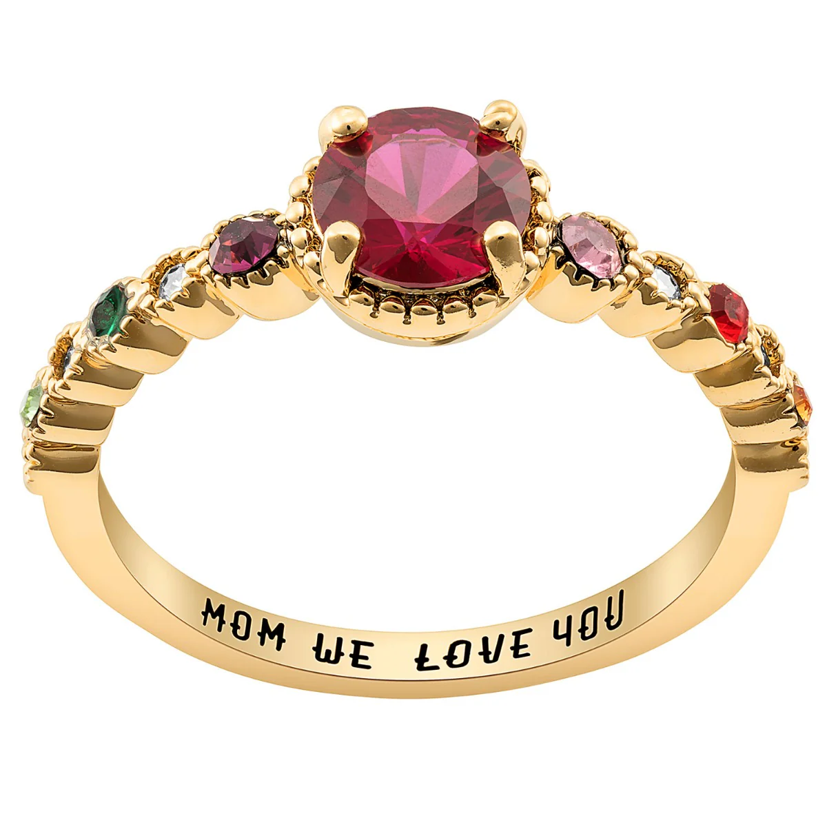 14K Gold Plated Mother's and Family Round Birthstone Ring
