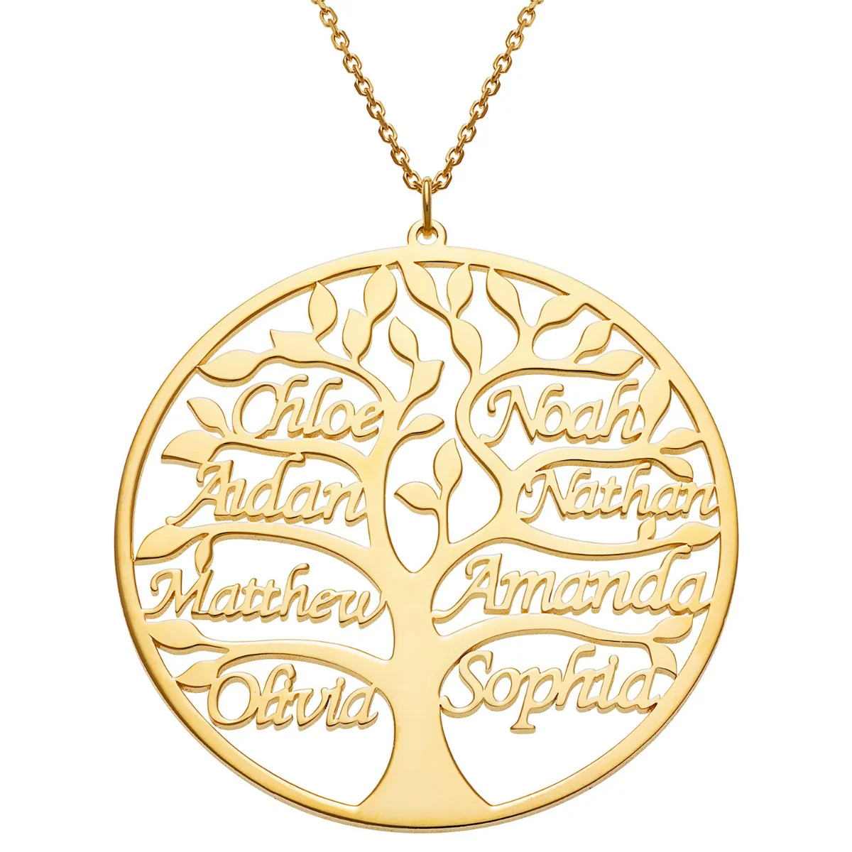 14K Gold Plated Name Family Tree Necklace